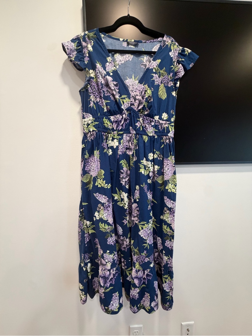 Vineyard Vines Navy Floral Wrap-Front Midi Dress